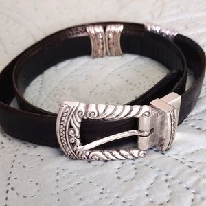 VTG 90's Brighton reversible black leather belt with silver buckle